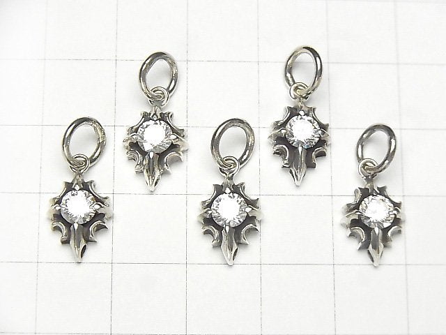 Silver925 Cross charm w/CZ 12x9x4mm 1pc