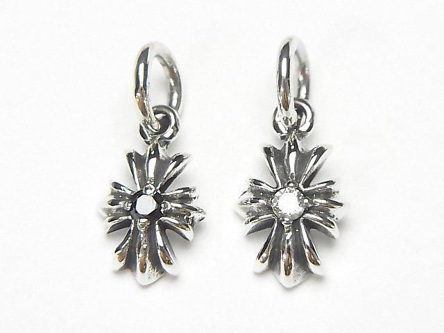 Silver925  Cross  Pendant  w/CZ 13x10x4mm 1pc