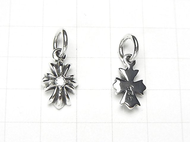 Silver925  Cross  Pendant  w/CZ 13x10x4mm 1pc