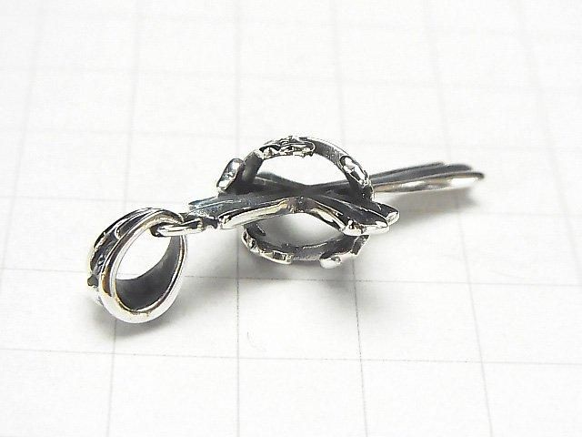 Silver 925 Crown Motif Cross Pendant 30x22x10mm 1pc
