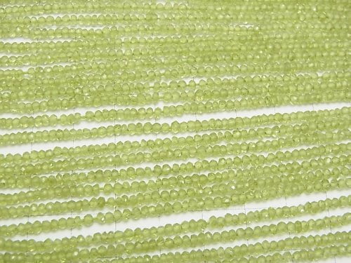 [Video] High Quality Peridot AAA--AA++ Faceted Button Rondelle  1strand beads (aprx.13inch/32cm)