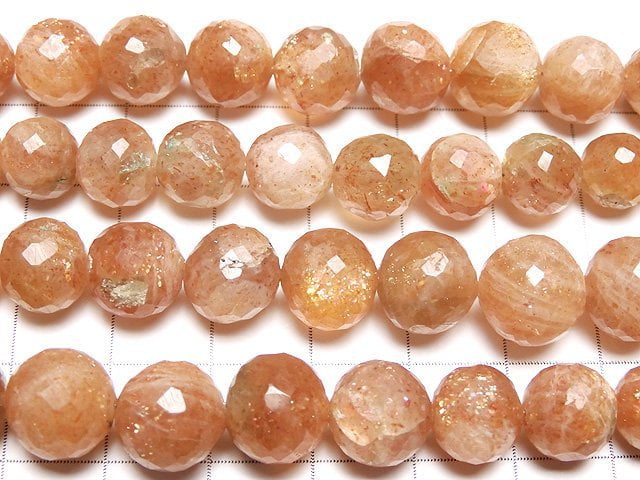 [Video] Sunstone AA ++ Faceted Round 6 - 10 mm size gradation 1 strand beads (aprx.7 inch / 18 cm)