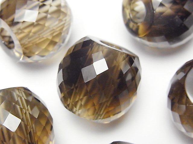 Faceted Round, Smoky Quartz Gemstone Beads