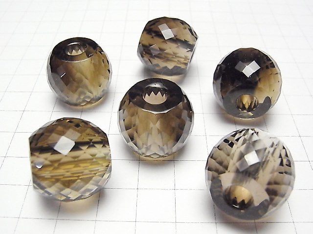 [Video]High Quality Smoky Quartz AAA Round cut 19x22x22mm [6mm hole] 1pc