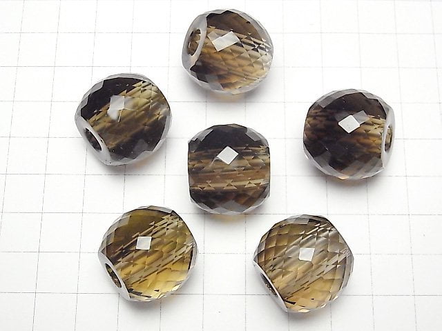 [Video]High Quality Smoky Quartz AAA Round cut 19x22x22mm [6mm hole] 1pc