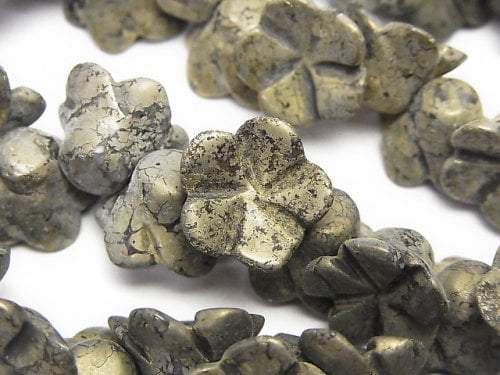 Flower, Pyrite Gemstone Beads