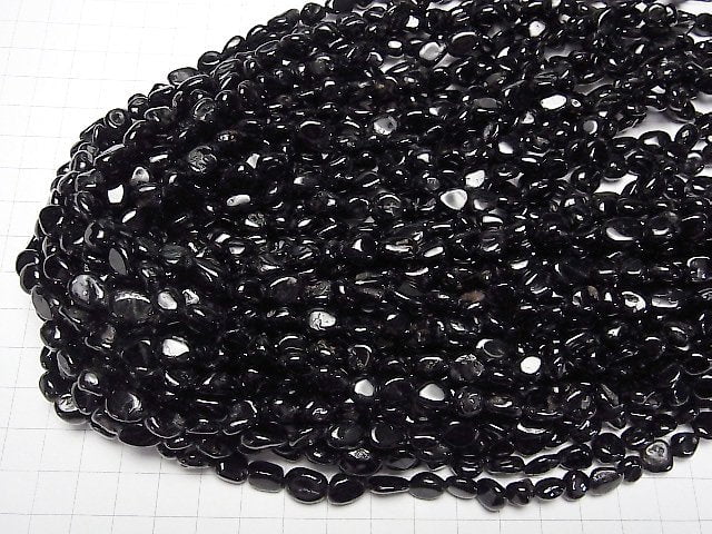 [Video] Black Tourmaline Small Nugget 1strand beads (aprx.15inch / 38cm)