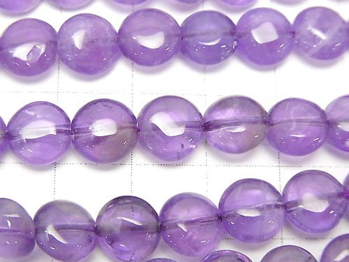 Amethyst AA++ Coin 8x8x4mm half or 1strand beads (aprx.15inch/37cm)