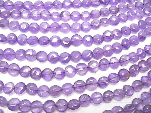 Amethyst AA++ Coin 8x8x4mm half or 1strand beads (aprx.15inch/37cm)