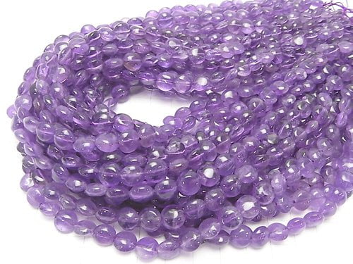 Amethyst AA++ Coin 8x8x4mm half or 1strand beads (aprx.15inch/37cm)