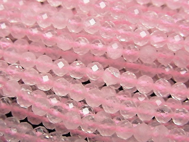 Faceted Round, Rose Quartz Gemstone Beads