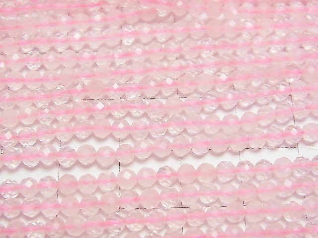 [Video]High Quality! Rose Quartz AA++ Faceted Round 3mm 1strand beads (aprx.15inch/37cm)