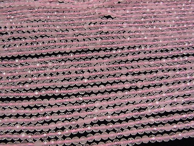 [Video]High Quality! Rose Quartz AA++ Faceted Round 3mm 1strand beads (aprx.15inch/37cm)