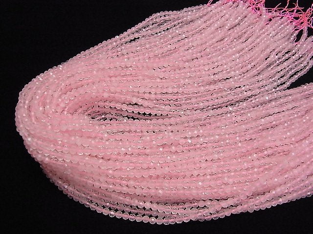 [Video]High Quality! Rose Quartz AA++ Faceted Round 3mm 1strand beads (aprx.15inch/37cm)