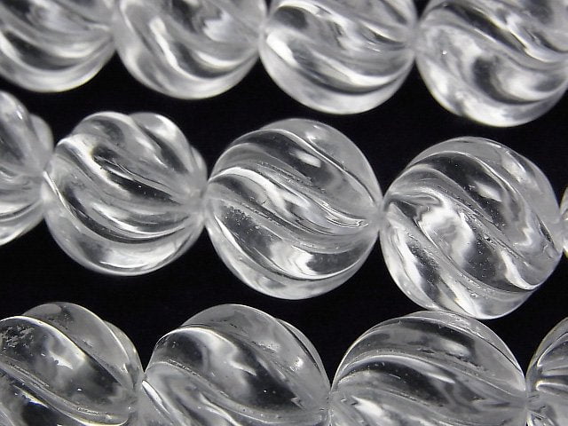 Crystal Quartz, Round, Twist Gemstone Beads