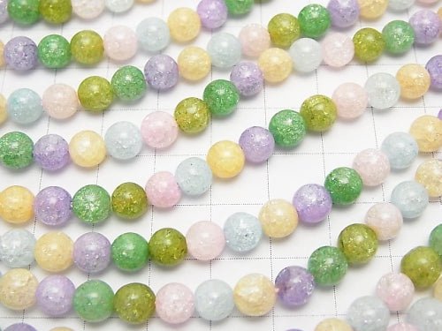 [Video] 1strand $6.79! Multi Color Cracked Crystal Round 6mm NO.1 1strand beads (aprx.15inch / 37cm)