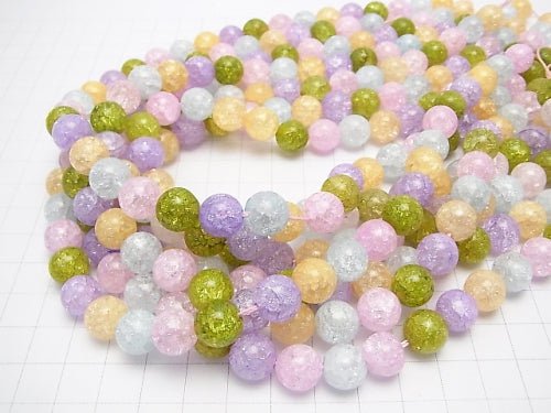 1strand $8.79! Multi Color Cracked Crystal Round 10mm NO.1 1strand beads (aprx.15inch / 38cm)