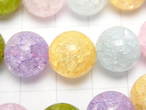 Multicolor Cracked Crystal Round 12mm NO.1 half or 1strand beads (aprx.15inch / 38cm)