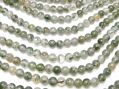 Moss Agate AAA Round 6mm 1strand beads (aprx.15inch/37cm)