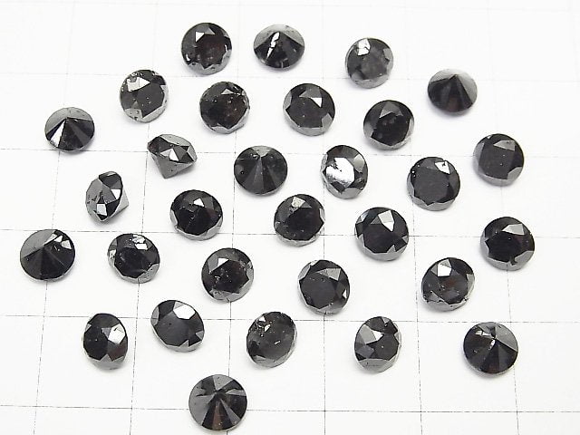 [Video] Black Diamond AAA- Undrilled Round Faceted 6x6mm 1pc