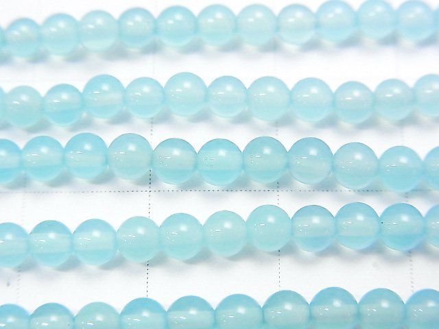 [Video] Sea blue Chalcedony AAA Round 3 mm half or 1 strand beads (aprx.15 inch / 38 cm)