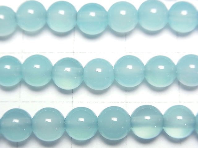 [Video] Sea Blue Chalcedony AAA Round 6mm half or 1strand beads (aprx.15inch/37cm)