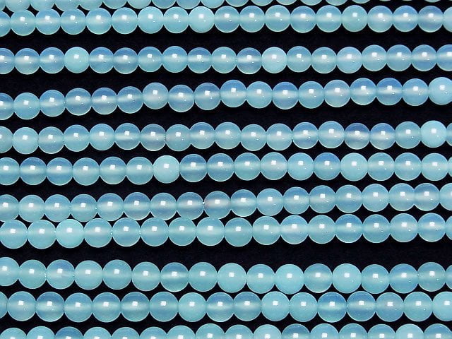 [Video] Sea Blue Chalcedony AAA Round 6mm half or 1strand beads (aprx.15inch/37cm)