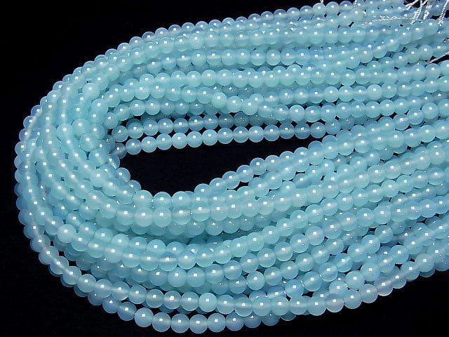 [Video] Sea Blue Chalcedony AAA Round 6mm half or 1strand beads (aprx.15inch/37cm)