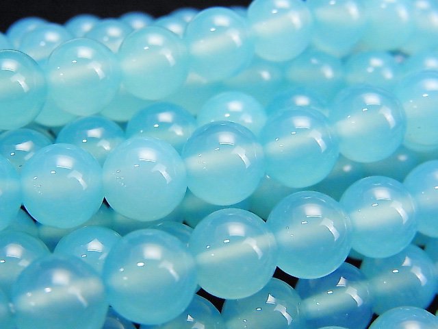 [Video] Sea Blue Chalcedony AAA Round 8mm 1/4 or 1strand beads (aprx.15inch/38cm)