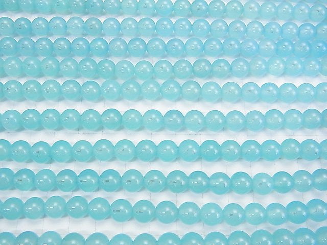 [Video] Sea blue Chalcedony AAA Round 8 mm 1/4 or 1strand beads (aprx.15 inch / 38 cm)