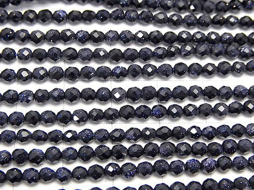 High Quality!  1strand $4.79! Blue Golden Sand Stone  Faceted Round 3mm  1strand beads (aprx.15inch/37cm)