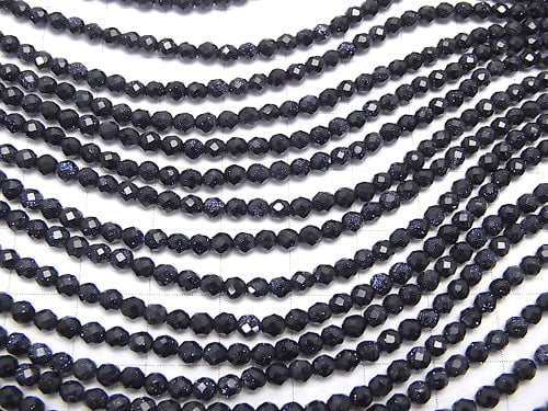 High Quality!  1strand $4.79! Blue Golden Sand Stone  Faceted Round 3mm  1strand beads (aprx.15inch/37cm)