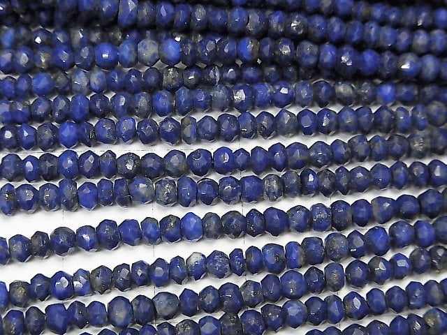 [Video] Lapislazuli AAA--AA++ Faceted Button Rondelle  1strand beads (aprx.13inch/32cm)