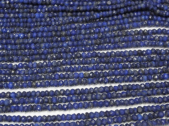 [Video] Lapislazuli AAA--AA++ Faceted Button Rondelle  1strand beads (aprx.13inch/32cm)