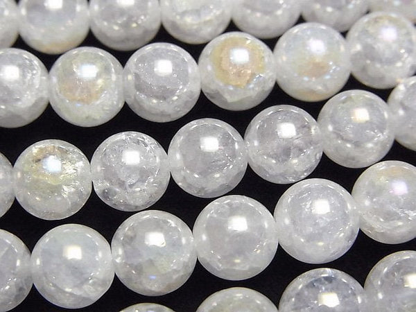 [Video] Cracked Aqua Crystal Round 8mm half or 1strand beads (aprx.15inch/37cm)