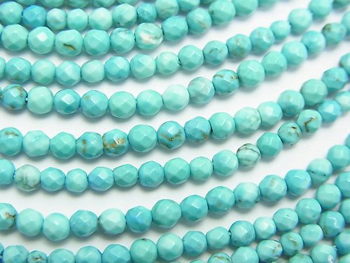 Faceted Round, Magnesite Turquoise Gemstone Beads