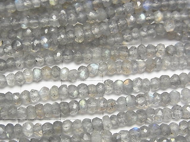 [Video] High Quality Labradorite AAA-AAA- Small Size Faceted Button Roundel 3-4mm 1strand beads (aprx.12inch/30cm)