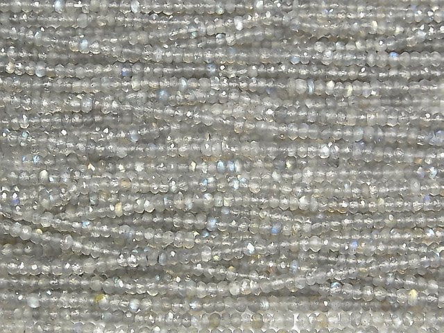 [Video] High Quality Labradorite AAA-AAA- Small Size Faceted Button Rondelle 3-4mm 1strand beads (aprx.12inch/30cm)