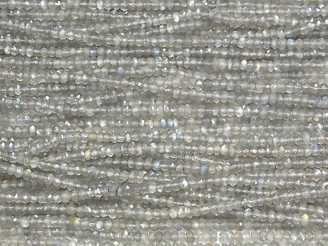 [Video] High Quality Labradorite AAA-AAA- Small Size Faceted Button Roundel 3-4mm 1strand beads (aprx.12inch/30cm)