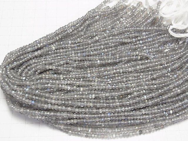 [Video] High Quality Labradorite AAA-AAA- Small Size Faceted Button Rondelle 3-4mm 1strand beads (aprx.12inch/30cm)