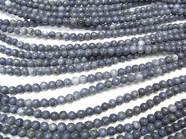 [Video] Blue Sponge Coral Round 4mm 1strand beads (aprx.15inch / 36cm)