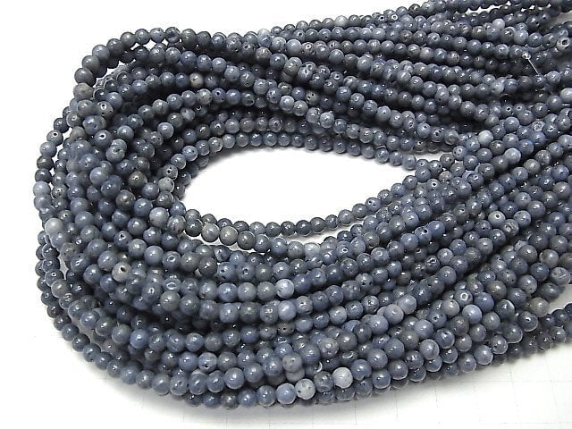 [Video] Blue Sponge Coral Round 4mm 1strand beads (aprx.15inch / 36cm)