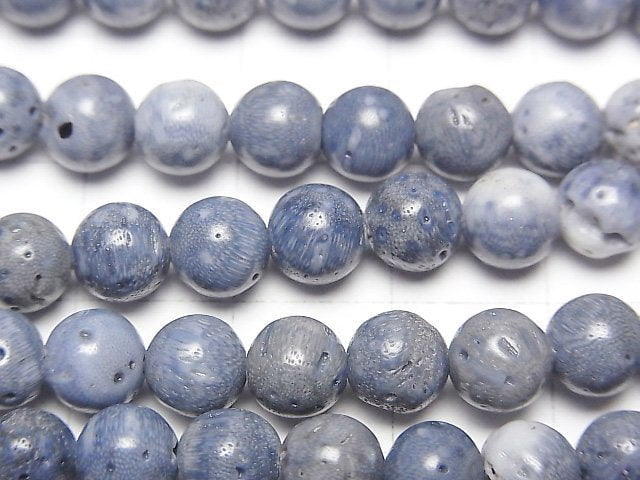 [Video] Blue Sponge Coral Round 6mm 1strand beads (aprx.15inch / 37cm)