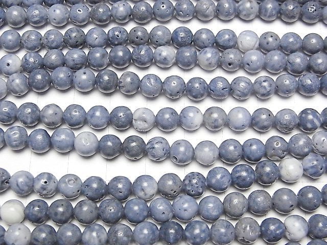 [Video] Blue Sponge Coral Round 6mm 1strand beads (aprx.15inch / 37cm)