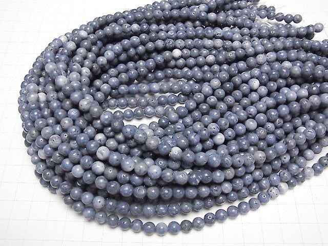 [Video] Blue Sponge Coral Round 6mm 1strand beads (aprx.15inch / 37cm)