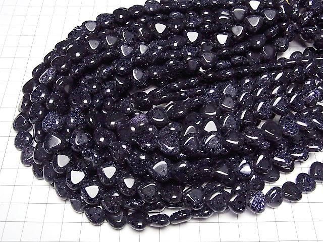 Blue Golden Sand Stone Vertical Hole Heart12x12mm half or 1strand beads (aprx.14inch/34cm)
