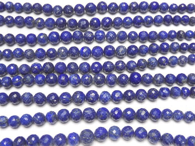 [Video] Lapislazuli AAA - Faceted Round 6 - 9 mm size gradation 1 strand beads (aprx.7 inch / 18 cm)