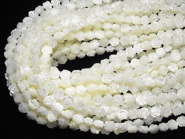 [Video]Mother of Pearl MOP AAA White Rose 8mm 1/4 or 1strand (aprx.15inch/36cm)