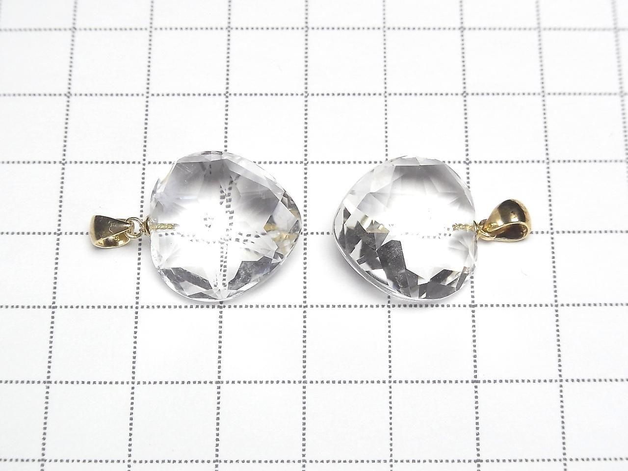 Pendentif cœur en cristal de quartz de haute qualité AAA 18x18x10mm en plaqué or 18 carats, 1 pièce