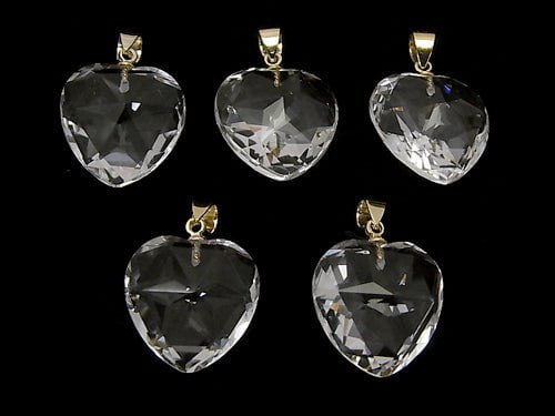 High Quality Crystal AAA Heart cut Pendant 18x18x10mm 18KGP 1pc